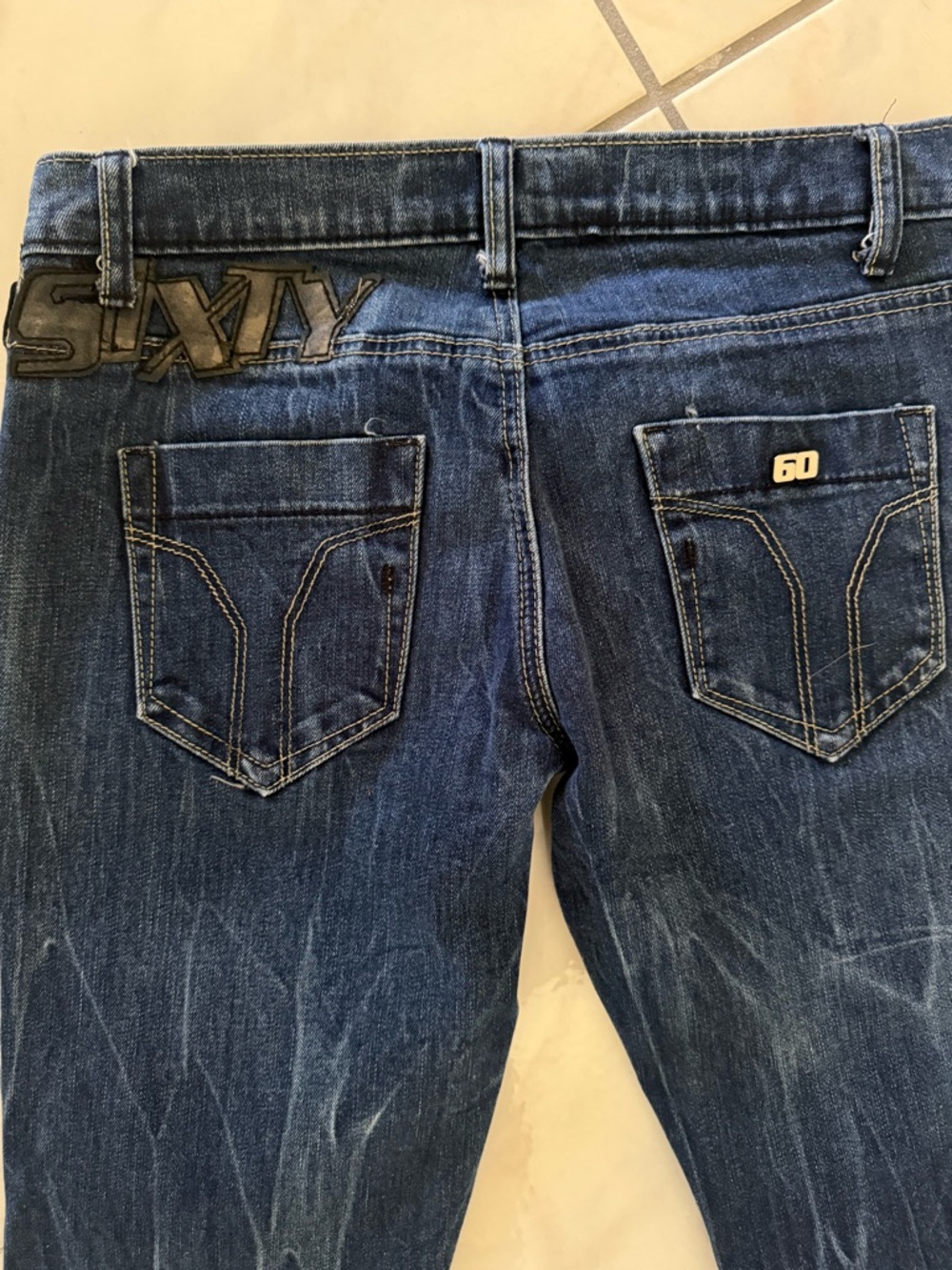 RARE Vintage Y2K MISS SIXTY Dark Ripple Wash Beaded Embellished Jeans 28